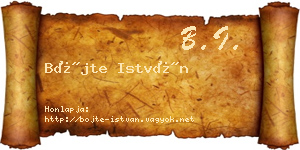 Böjte István névjegykártya